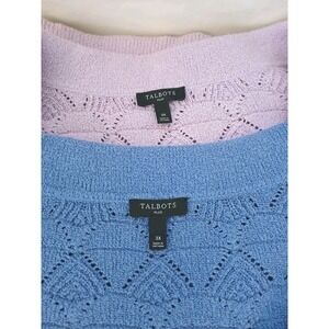 Talbots Woman Plus Lot of 2 Knit Crochet Short Sleeve Tops Lavender Purple 3X